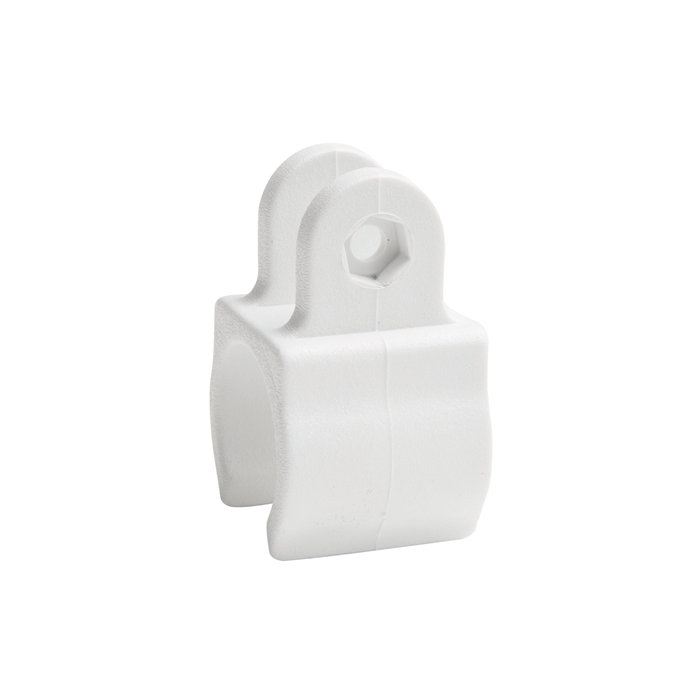 White mounting clip for tube