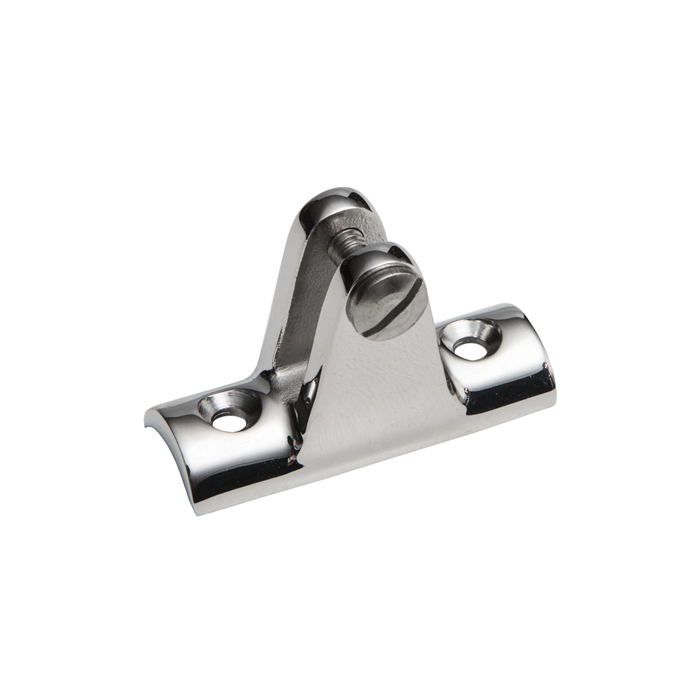 Deck hinge with concave base and screw